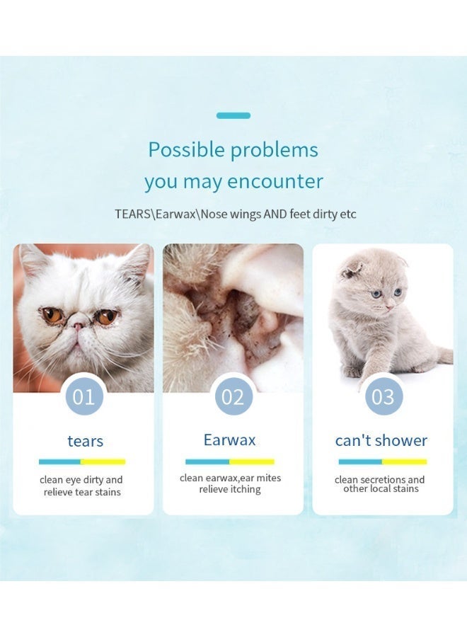 120 قطعة من مسحوقات الحيوانات الأليفة للقطط والكلاب، مسحوقات القطط، مسحوقات الكلاب، منظف الأذن، تنظيف الأسنان، مسحوق الأسنان، مسحوق العين، مسحوق العناية غير العطري للعيون، الأرجل، الأذن، الأنف، مزيل بقع الدموع - Image 3