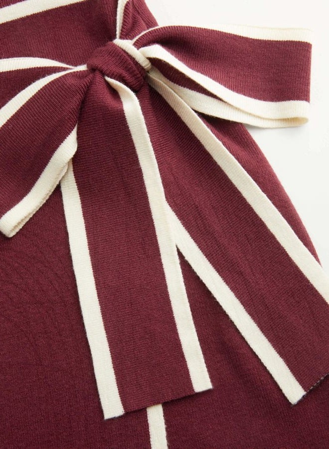 CIDER Sweater Dress for Women Long Sleeve Dress Mock Turtleneck Bow Tie Midi Work Dresses Old Money Dresses Fall Winter, Burgundy, S - Image 2