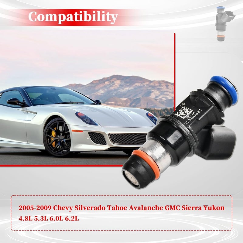BIGREAT 12580681 8PCS Fuel Injectors for Chevy Silverado, Tahoe, Avalanche, GMC Sierra, Yukon 4.8L 5.3L 6.0L 6.2L V8 - Image 4