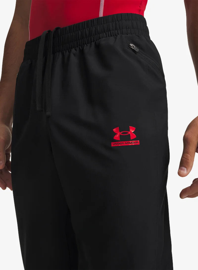 Under Armour Black / Racer Red / Racer Red Tech Logo Sweatpants for Men | Best Price UAE
