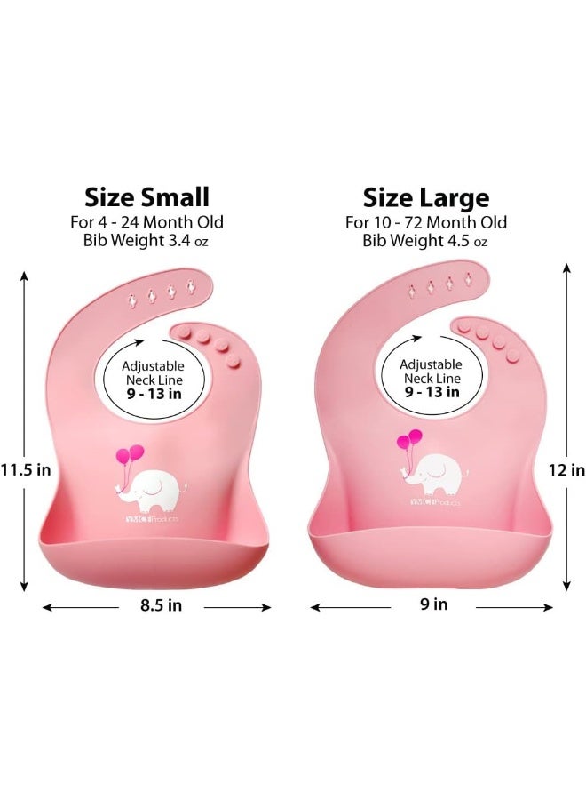 YMCF Products 2-Pack Waterproof Silicone Baby Bib Light Weight Comfortable Easy Wipe Clean - Image 2