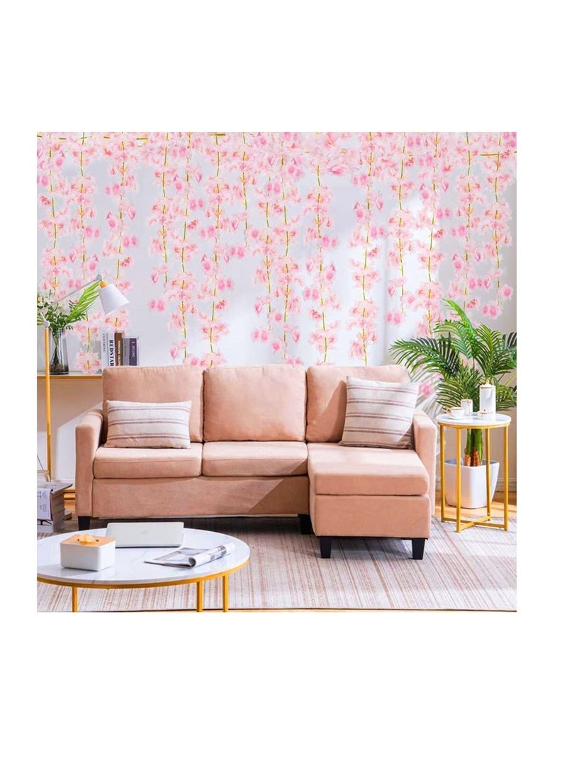 Captaintech 4 Pack Artificial Cherry Blossom Garland, 5.9ft Artificial Silk Cherry Blossom Hanging Vine Garland for Home Wedding Indoor Outdoor Garden Wall Decor Party Decoration (Pink) - Image 5