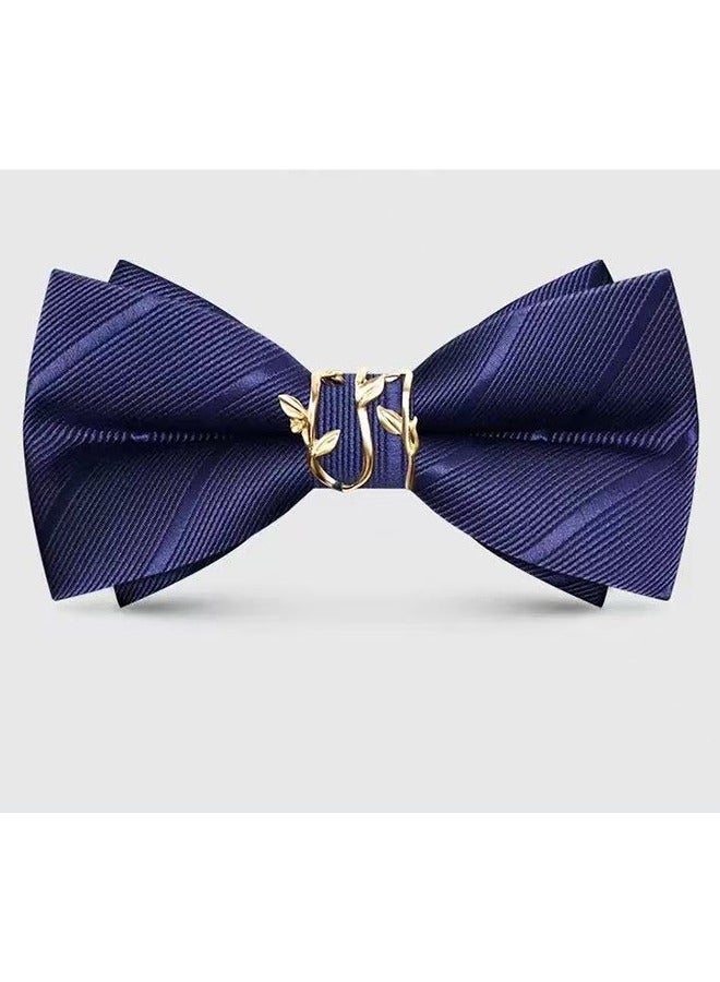 Adjustable Wedding Solid Pattern Bow Tie Blue