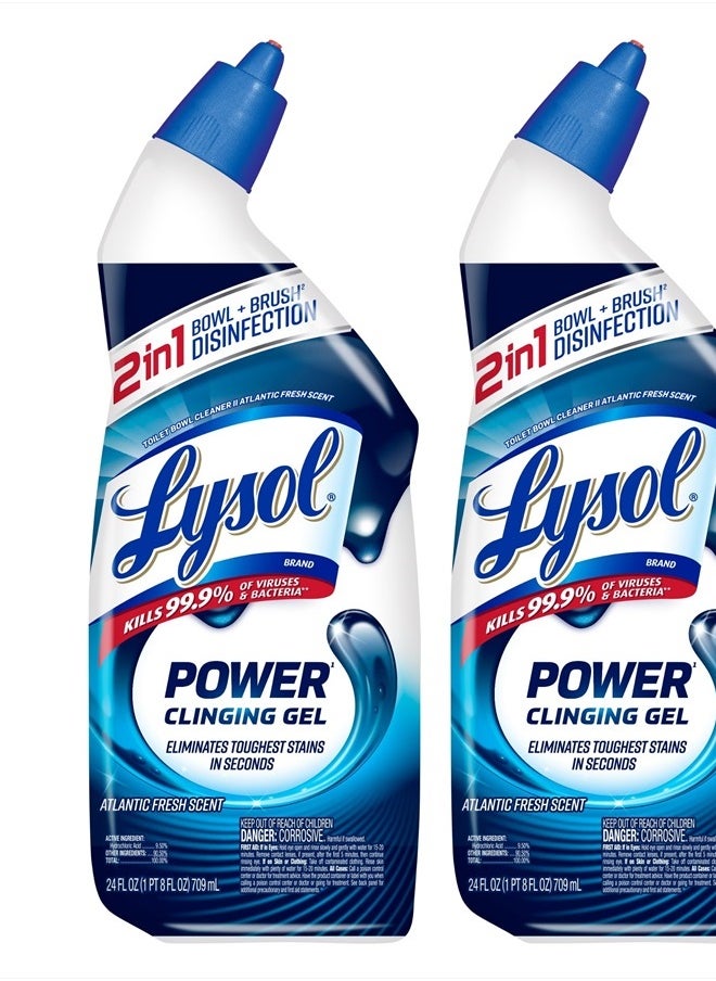 Lysol - Power Toilet Bowl Cleaner Gel, For Cleaning and Disinfecting, Stain Removal, 24 Fl oz (2-pack),Packaging may vary - Image 1