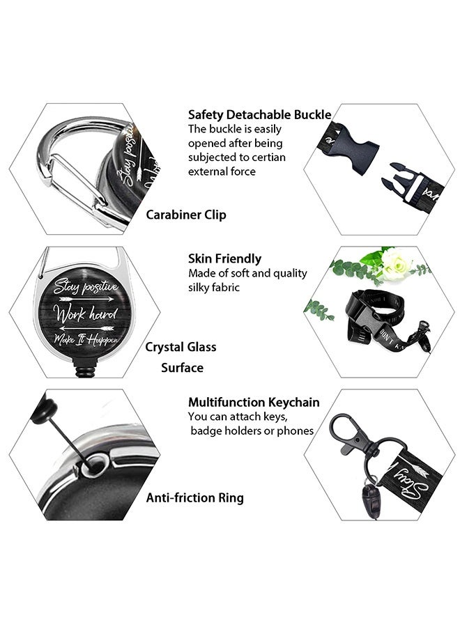 BOFAN ID Badge Holder with Lanyard, Inspirational Quote Lanyards for ID Badges Ajustable, Positive Retractable Badge Reel Heavy Duty, Teacher Nurse Work Office Gifts（Black） - Image 5