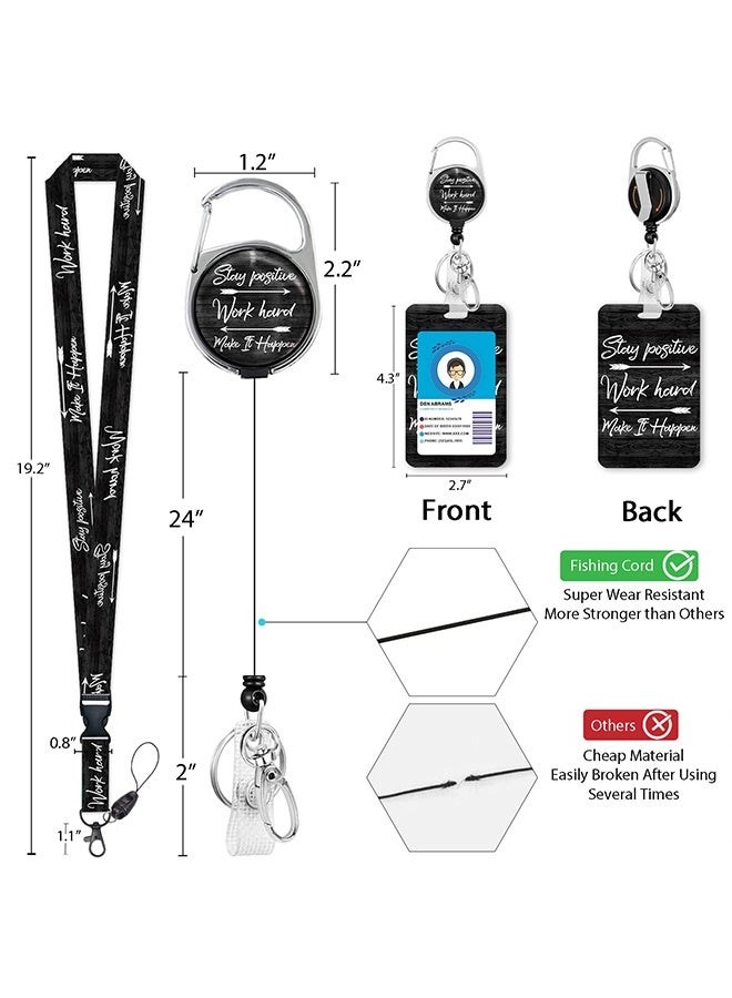 BOFAN ID Badge Holder with Lanyard, Inspirational Quote Lanyards for ID Badges Ajustable, Positive Retractable Badge Reel Heavy Duty, Teacher Nurse Work Office Gifts（Black） - Image 4