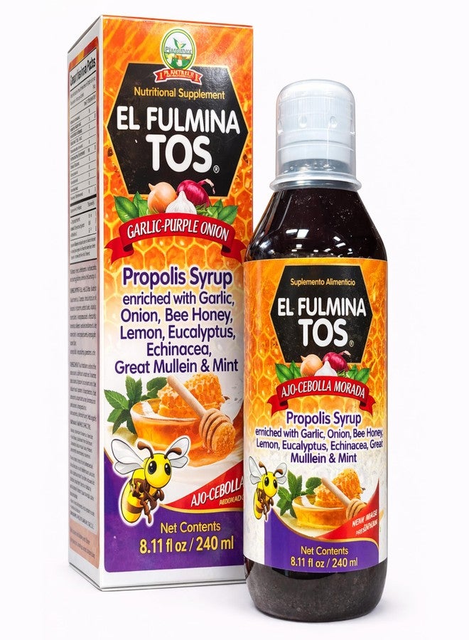 Fulminatos EL FULMINA TOS بروبوليو + آجو + سيبولا + ميل + ليمون + أوكاليبتو + إكوينسيا + جوردولوبو ومينتا (شراب البروبوليس مع الثوم والبصل 8.11 أونصة سائلة مكمل غذائي شراب السعال فولمينا توس) - Image 2