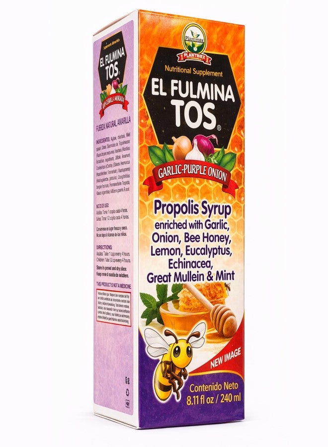 Fulminatos EL FULMINA TOS بروبوليو + آجو + سيبولا + ميل + ليمون + أوكاليبتو + إكوينسيا + جوردولوبو ومينتا (شراب البروبوليس مع الثوم والبصل 8.11 أونصة سائلة مكمل غذائي شراب السعال فولمينا توس) - Image 1