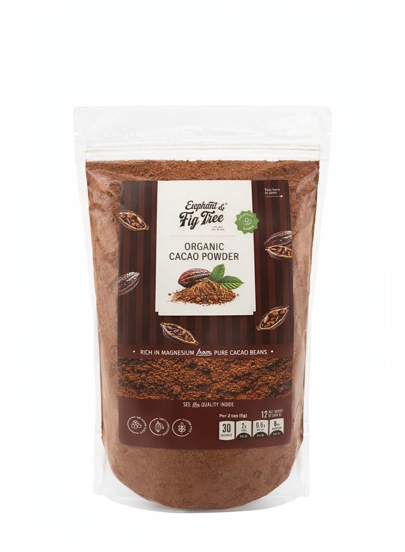 Elephant & Fig Tree Organic Cocoa Powder 340g | 100% Pure Unsweetened Cocoa | Vegan Superfood | Rich in Magnesium & Antioxidants | Baking, Smoothies & Hot Chocolate - Image 1