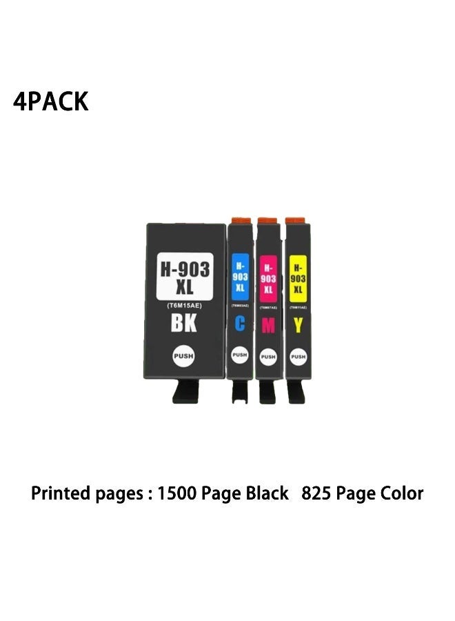 خراطيش حبر متوافقة 903XL 903 XL بديلة لطابعات OfficeJet Pro 6960 6970 6950 (عبوة من 4، CMYK، أسود/سماوي/أرجواني/أصفر) - Image 1