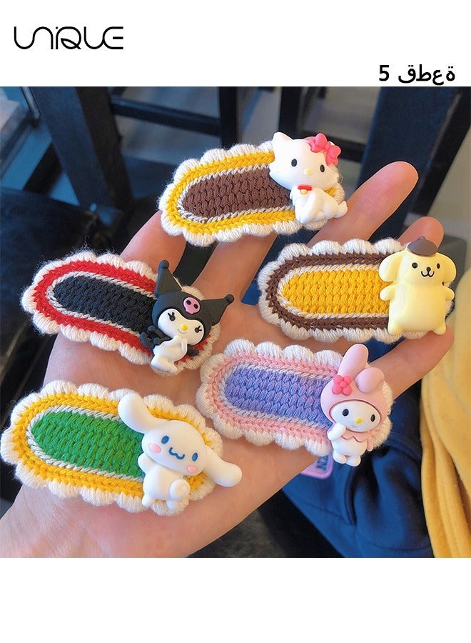 Unique 5 Pcs Hair Clips - Cartoon Character Hair Clips - Kulomi Hair Clips - Woolen Knit Edge Clips - Suitable for all kinds of Hairstyles - Image 1