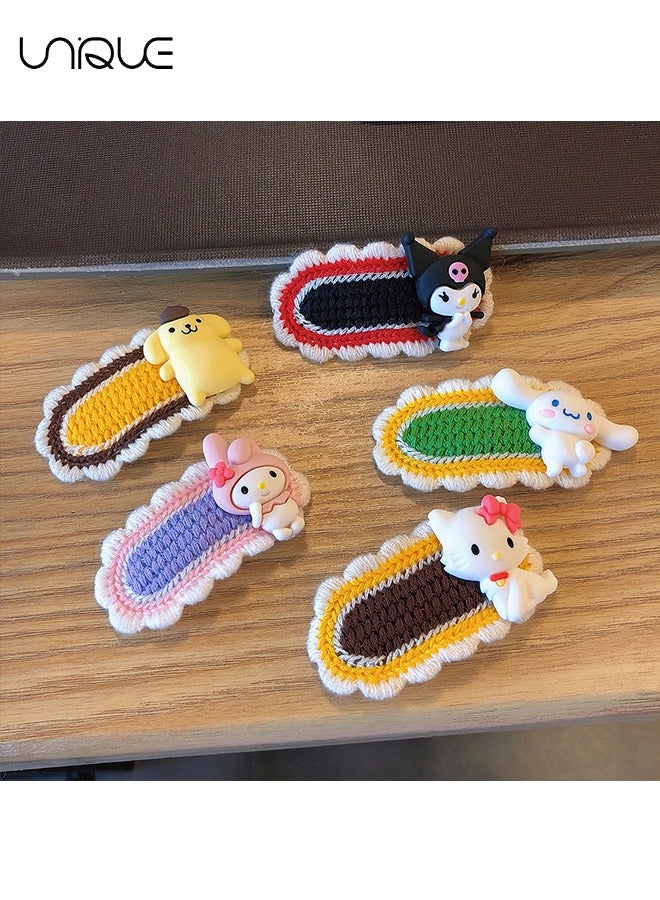 Unique 5 Pcs Hair Clips - Cartoon Character Hair Clips - Kulomi Hair Clips - Woolen Knit Edge Clips - Suitable for all kinds of Hairstyles - Image 2