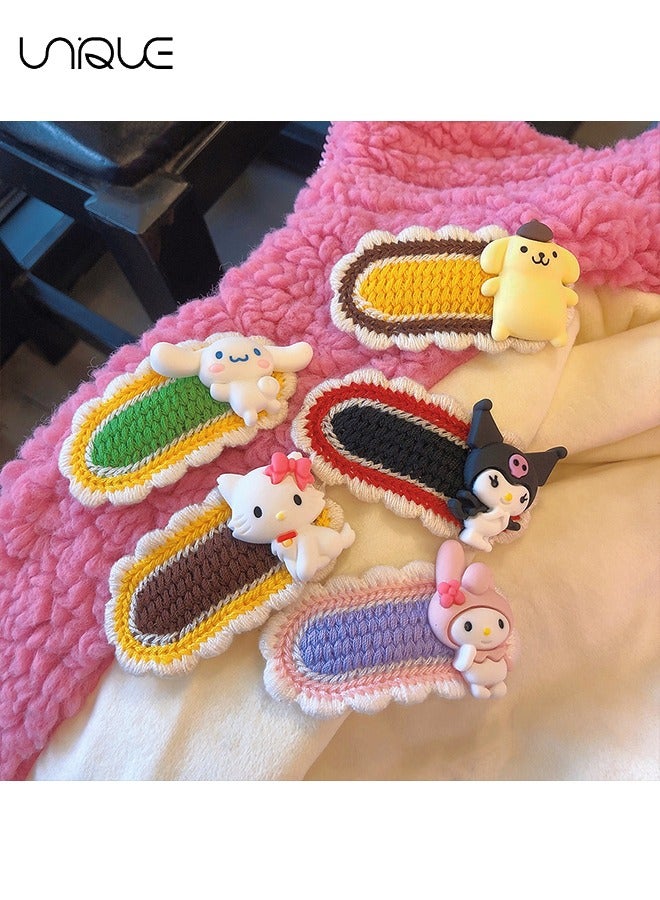 Unique 5 Pcs Hair Clips - Cartoon Character Hair Clips - Kulomi Hair Clips - Woolen Knit Edge Clips - Suitable for all kinds of Hairstyles - Image 3
