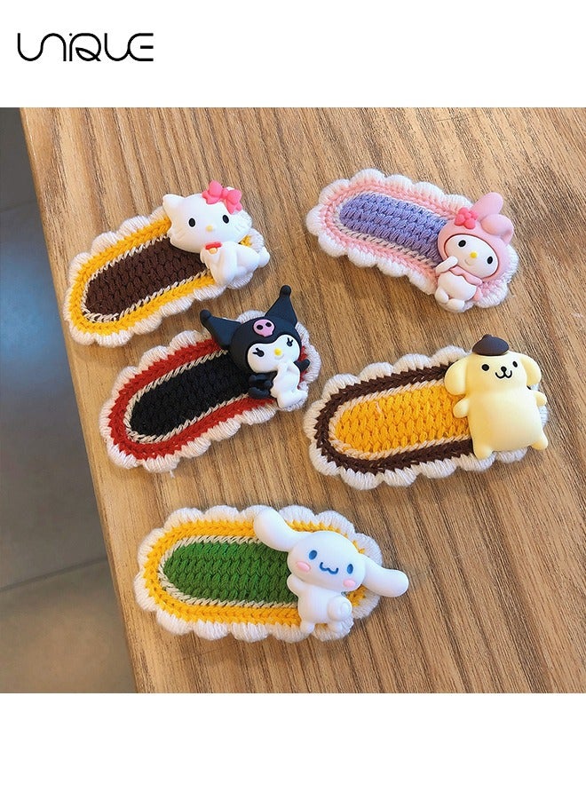 Unique 5 Pcs Hair Clips - Cartoon Character Hair Clips - Kulomi Hair Clips - Woolen Knit Edge Clips - Suitable for all kinds of Hairstyles - Image 4
