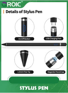 GROIC Black Stylus Pen for Touch Screens, Stylus Pen for iPad, Universal Stylus Stylist Pen Pencil Compatible with iPad, iPhone, Android, Tablet and Other Capacitive Touch Screen for Drawing  - Image 2