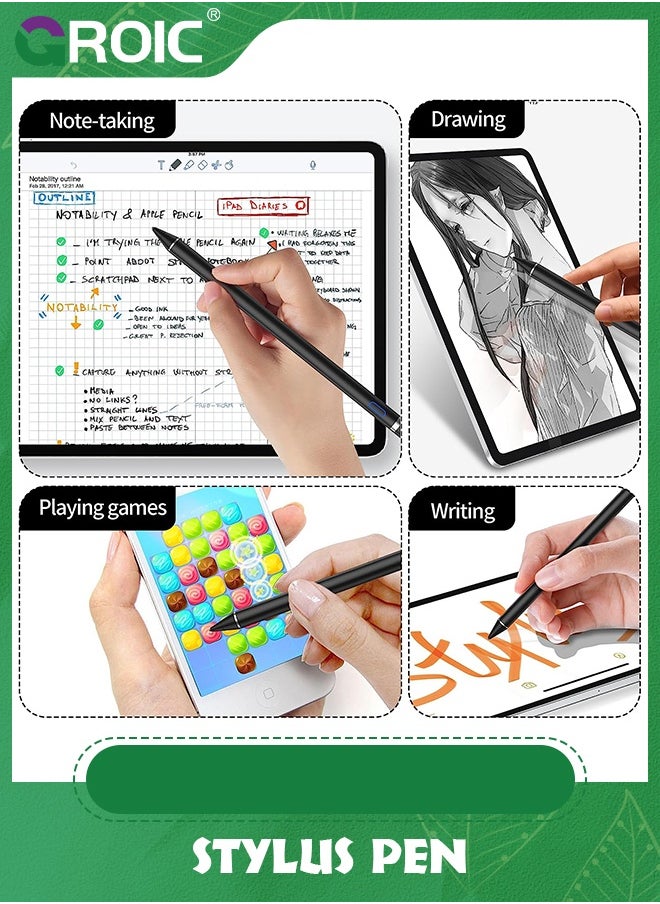GROIC - Black Stylus Pen for Touch Screens, Stylus Pen for iPad, Universal Stylus Stylist Pen Pencil Compatible with iPad, iPhone, Android, Tablet and Other Capacitive Touch Screen for Drawing - Image 1