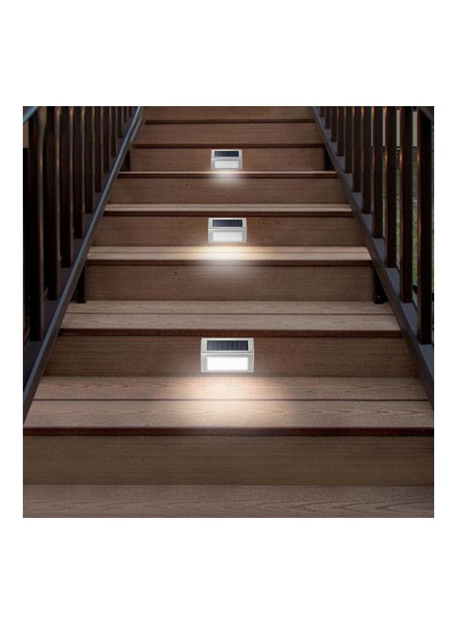 NIBEMINENT 4-Piece LED Outdoor Solar Wall Lamp Silver/Black/White 10x8cm - Image 4