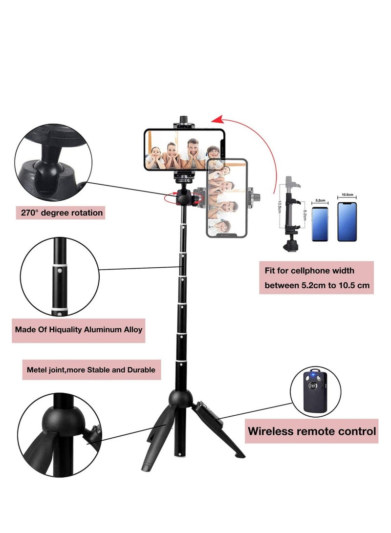 Excefore Portable 40 Inch Aluminum Alloy Selfie Stick Phone Tripod with Wireless Remote Shutter for iPhone 13 12 11 pro Xs Max Xr X 8 7 6 Plus, Android Smartphone, Selfies Video Recording Live Streaming - Image 2