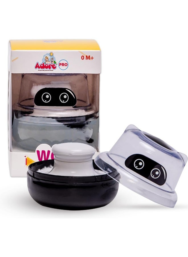 Adore WOW Powder Puff Set - Baby Care After-Bath Powder Puff with Portable Talcum Powder Holder Box (Robo Black) - Image 1