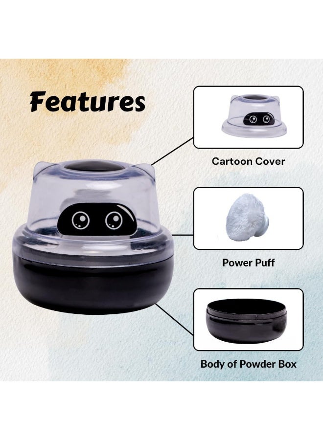 Adore WOW Powder Puff Set - Baby Care After-Bath Powder Puff with Portable Talcum Powder Holder Box (Robo Black) - Image 3