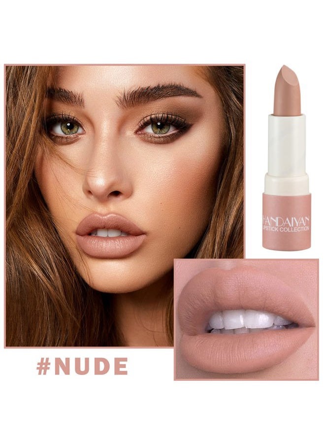 XINGXYUEL - Matte Nude Lipstick Silky Velvet Lip Gloss Nude Lip Stain Paper Tube Lipsticks Non-Stick Cup, Waterproof Long Lasting Matte Lipstick for Women Daily Professional Lip Makeup-02 Nude - Image 1