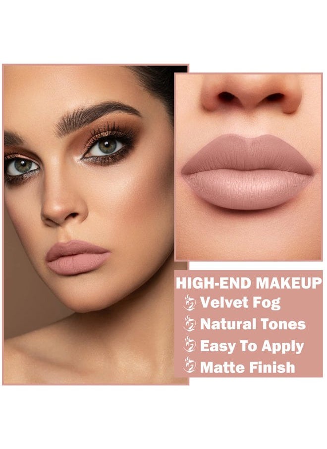 XINGXYUEL - Matte Nude Lipstick Silky Velvet Lip Gloss Nude Lip Stain Paper Tube Lipsticks Non-Stick Cup, Waterproof Long Lasting Matte Lipstick for Women Daily Professional Lip Makeup-02 Nude - Image 1