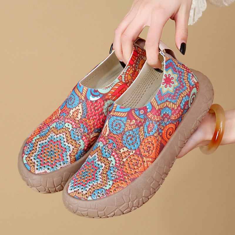 Women's Bohemian Print Breathable Mesh Slip-On Shoes - Image 1