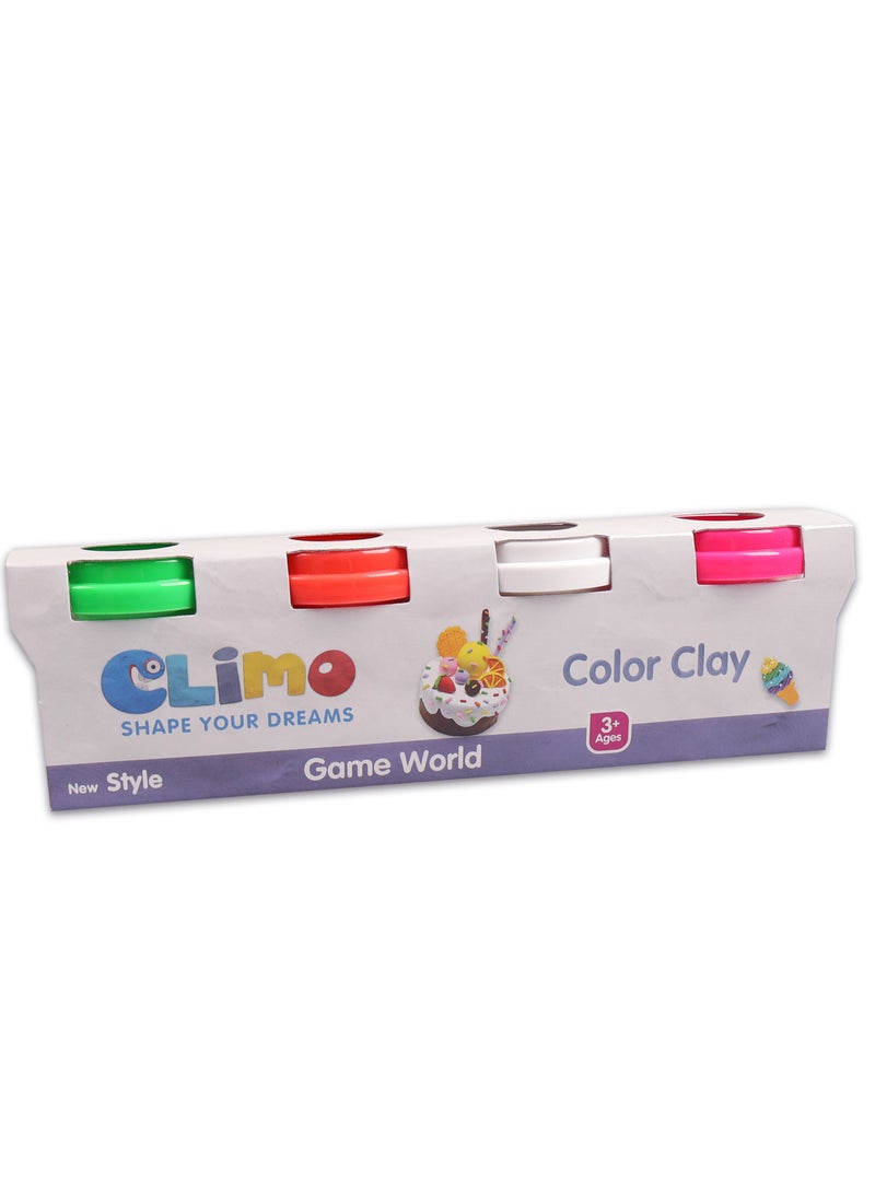 كلايمو - صلصال ملون - 4 قطع | صلصال ناعم وغير سام للأطفال - Image 1