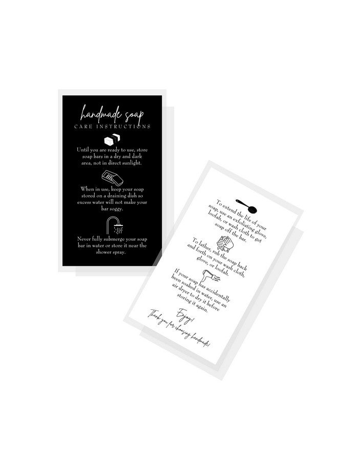 Lashicorn Handmade Soap Bar Card Instructions For Soap Maker Clients | 50 Pack | 2X3.5” Inches Business Card | Handmade Soap Supplies | Black And White Design - Image 1