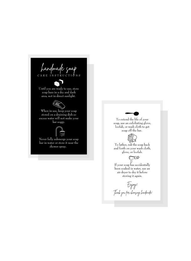 Lashicorn Handmade Soap Bar Card Instructions For Soap Maker Clients | 50 Pack | 2X3.5” Inches Business Card | Handmade Soap Supplies | Black And White Design - Image 3