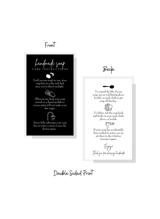 Lashicorn Handmade Soap Bar Card Instructions For Soap Maker Clients | 50 Pack | 2X3.5” Inches Business Card | Handmade Soap Supplies | Black And White Design - Image 5