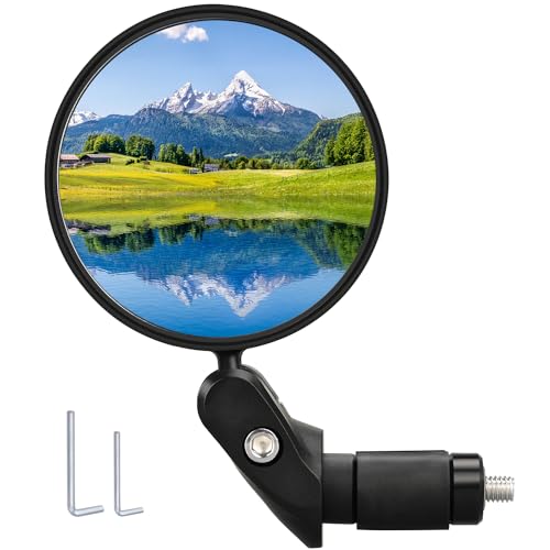 Ruby Q Handlebar Bike Mirrors, 1pcs HD Bicycle Rearview Mirror, Adjustable Handlebar Mounted Convex Mirror with Allen Wrench, for Mountain Road Bikes - Image 1
