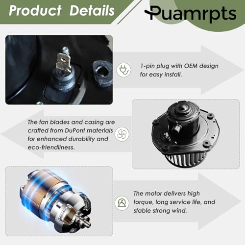 PUAMRPTS HVAC Heater Blower Motor Compatible with - Chevy & GMC Vehicles - C1500/C2500/C3500 Suburban, K1500/K2500 Suburban, Tahoe 1997-2000, Yukon 1997-1999 - Replace# 700100 - Image 4