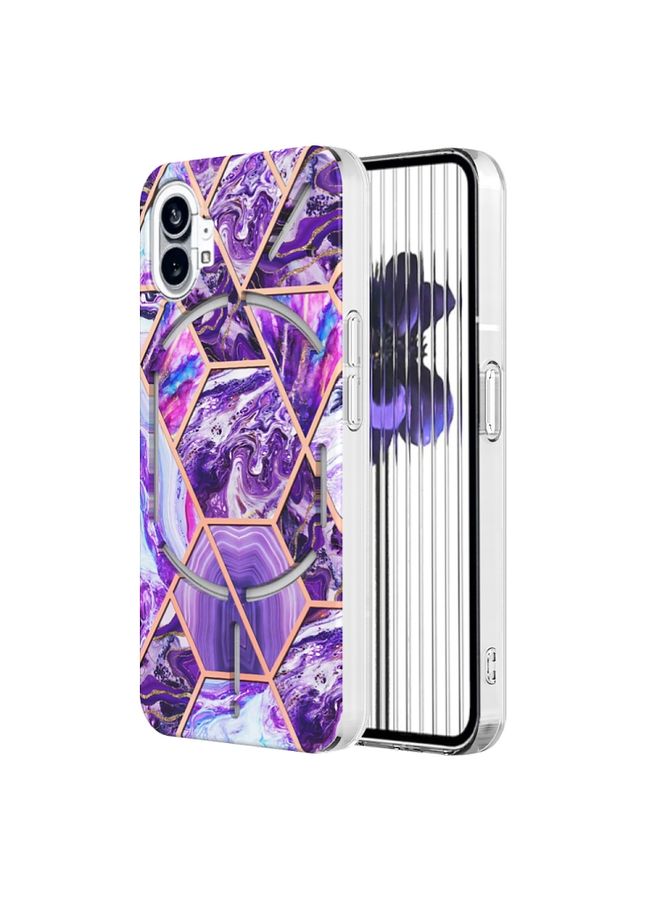Case Cover For Nothing Phone 1 Electroplating Splicing Marble TPU Phone Case Dark Purple