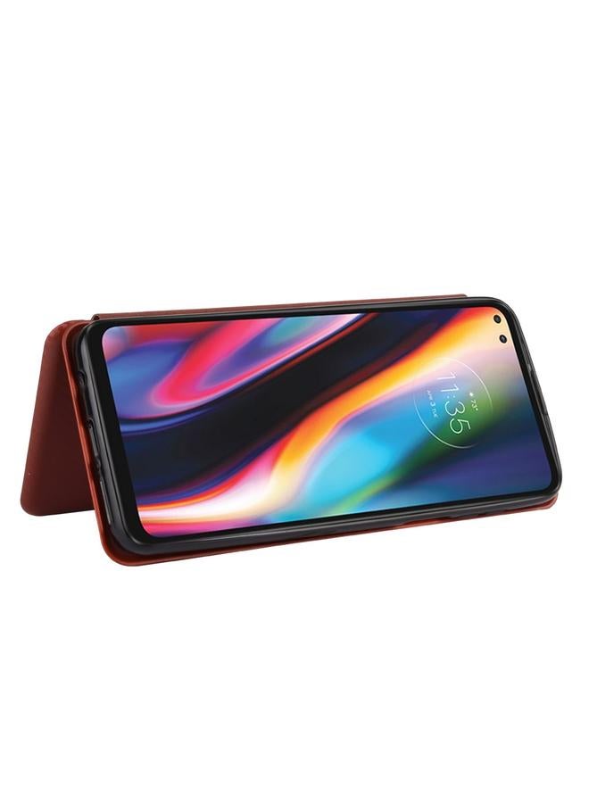 إيروريكس جراب لهاتف Motorola One 5G / Moto G 5G Plus مصنوع من ألياف الكربون بتصميم أفقي قابل للطي مصنوع من مادة TPU + PC + جلد PU مع فتحة للبطاقات - Image 4