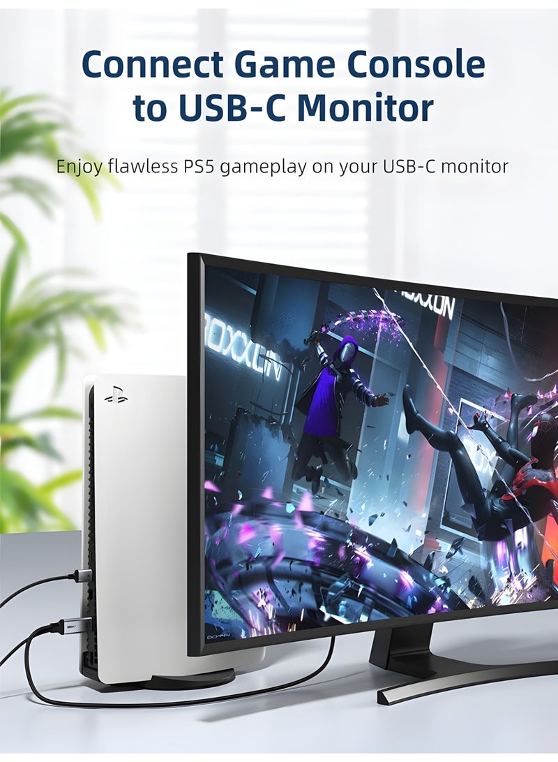 كابل تايم كابل CABLETIME HDMI إلى USB-C بطول 2 متر مع طاقة USB، يدعم دقة 4K بمعدل 60Hz، محول أحادي الاتجاه متوافق مع Xreal Air 2 وRokid Max وRayNeo، ومتوافق مع PS5 وXbox وNintendo Switch Dock والشاشات المحمولة - Image 2
