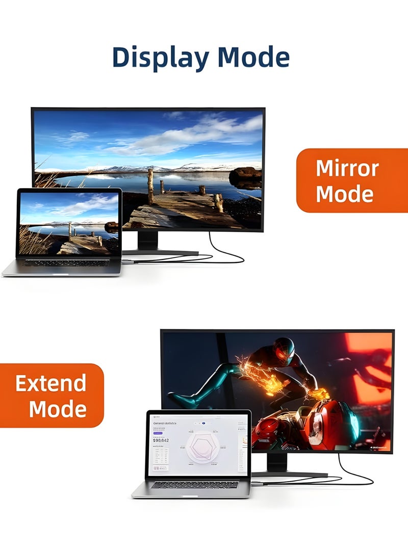 كابل تايم كابل CABLETIME HDMI إلى USB-C بطول 2 متر مع طاقة USB، يدعم دقة 4K بمعدل 60Hz، محول أحادي الاتجاه متوافق مع Xreal Air 2 وRokid Max وRayNeo، ومتوافق مع PS5 وXbox وNintendo Switch Dock والشاشات المحمولة - Image 5
