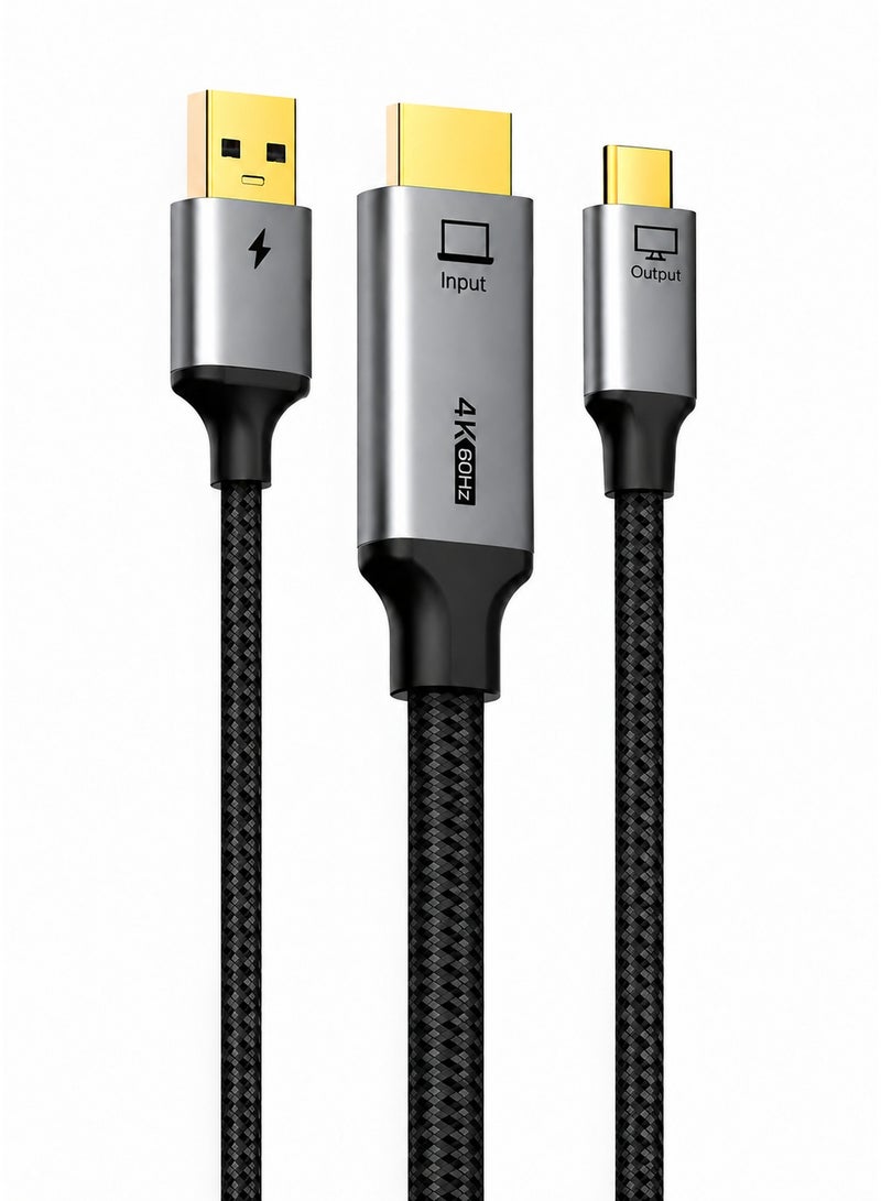CABLETIME Active HDMI to USB-C Cable 2m with USB-A Power, HDMI Source to USB-C Display, One-Way 4K 60Hz Adapter for XREAL Air 2, Rokid Max, RayNeo, PS5, Xbox, Switch Dock & Portable Monitors - Image 1