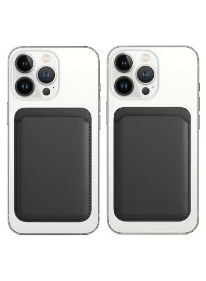 JAJEEK [2 Pack] Magnetic Card Holder Wallet Compatible with MagSafe for iPhone 14, 13, 12 Series | Slim Leather Wallet with Strong Magnetic Attachment | RFID Blocking Card Case | Snap-On Secure Grip for Daily Use | Minimalist Pocket Organizer for iPhone - Image 1