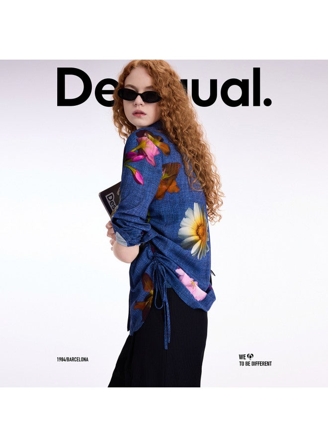 DESIGUAL قميص نسائي بتصميم زهور جديد من الدنيم بتناسب مريح ربيع-صيف 2025 - Image 2