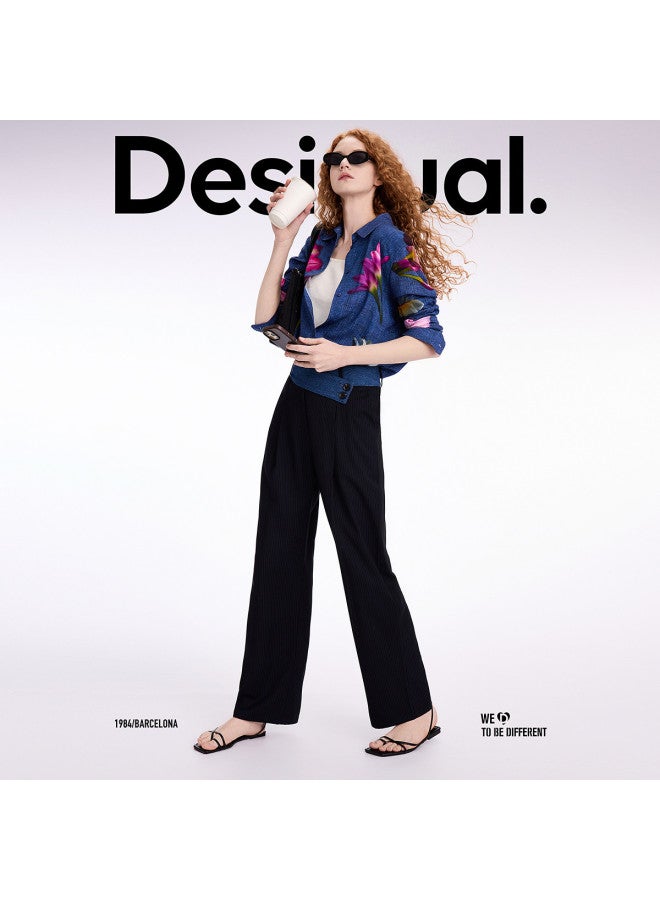 DESIGUAL قميص نسائي بتصميم زهور جديد من الدنيم بتناسب مريح ربيع-صيف 2025 - Image 3