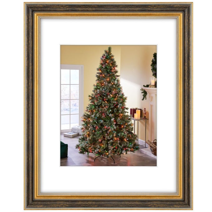 11x14 Ornate Picture Frame for 8x10 Photo with Mat or 11x14 Prints Without Mat Real Glass Wall Display Horizontally or Vertically Color Black Gold