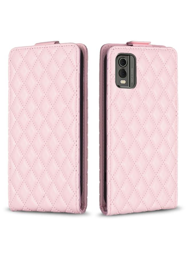 اس-توب جراب هاتف Nokia C32 Diamond Lattice من الجلد القابل للطي عموديًا - Image 1