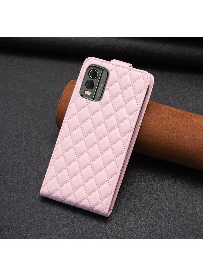 اس-توب جراب هاتف Nokia C32 Diamond Lattice من الجلد القابل للطي عموديًا - Image 3