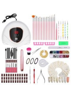 117 PCS Portable Electric Nail Drill Polish File Kit with 72W UV LED Nail Lamp Gel Manicure Dryer LampAcrylic Nails Gel Polishing Shape Tools Supplies SetManicure Pedicure Nail Files DIY Decoration