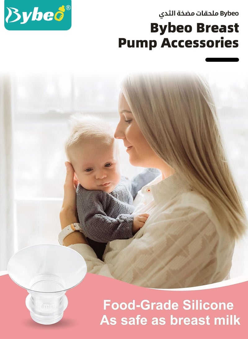 بيبو طقم تحديد حجم الحلمات 10 قطع 13/15/17/19/21 مم لفلانج 24 مم/درع لمعظم المضخات، إدخال سيليكون للفلانج لمضخة الثدي من مومكوزي/سبكترا/بيلا بيبي، طقم مضخات أساسي للرضاعة للأمهات - Image 2