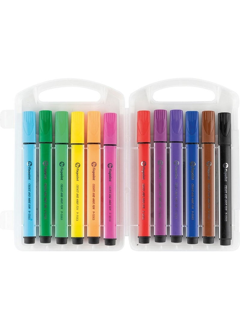 Fixpoint Felt Tip Pen PVC boxtriangle Jumbo 12LI Fix point 5563  - Image 2