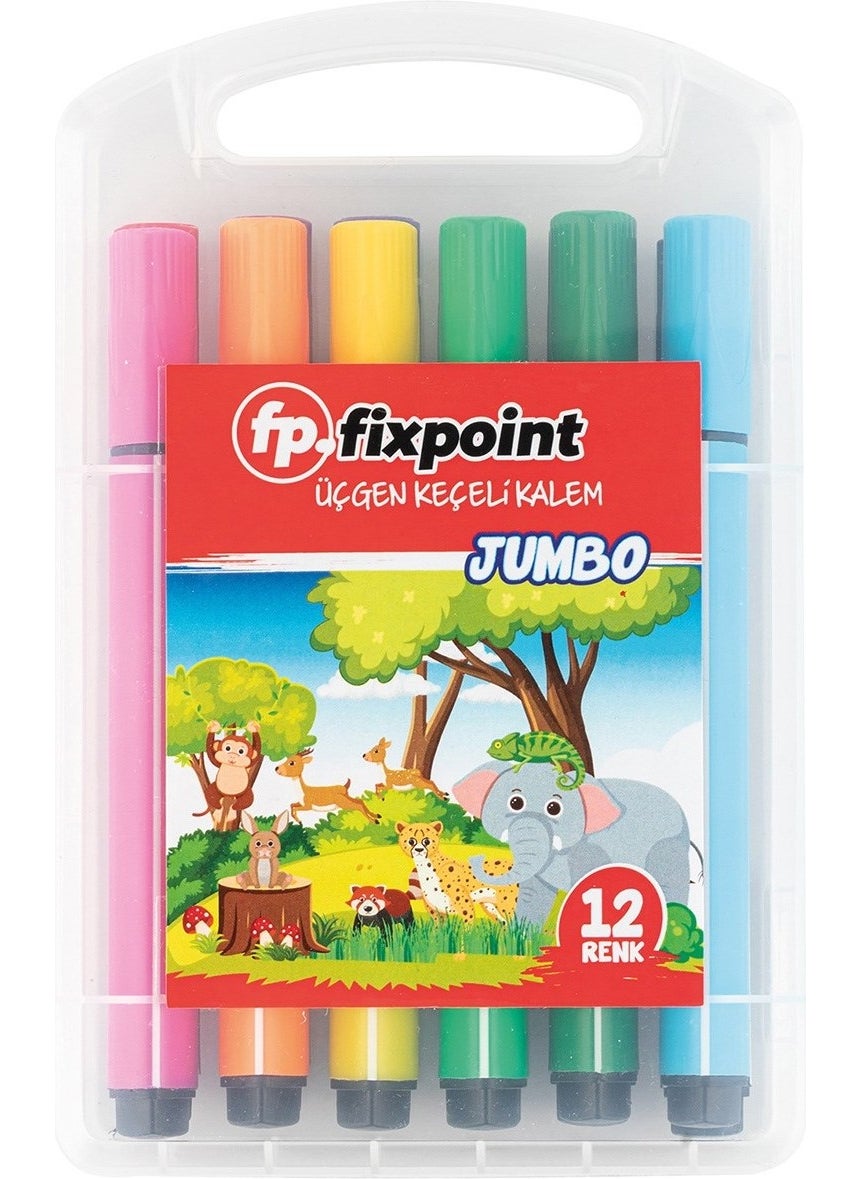 Fixpoint Felt Tip Pen PVC boxtriangle Jumbo 12LI Fix point 5563  - Image 1