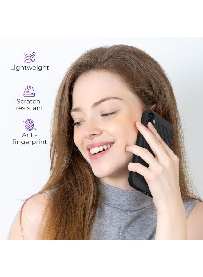 جراب Oppo Reno 12 5G الممتص للحرارة مع واقي عدسة الكاميرا المدمج، ملائم للجسم، قابل للتهوية، مضاد لبصمات الأصابع، غطاء خلفي صلب من البولي كربونات مقاوم للصدمات (أسود) - Image 4