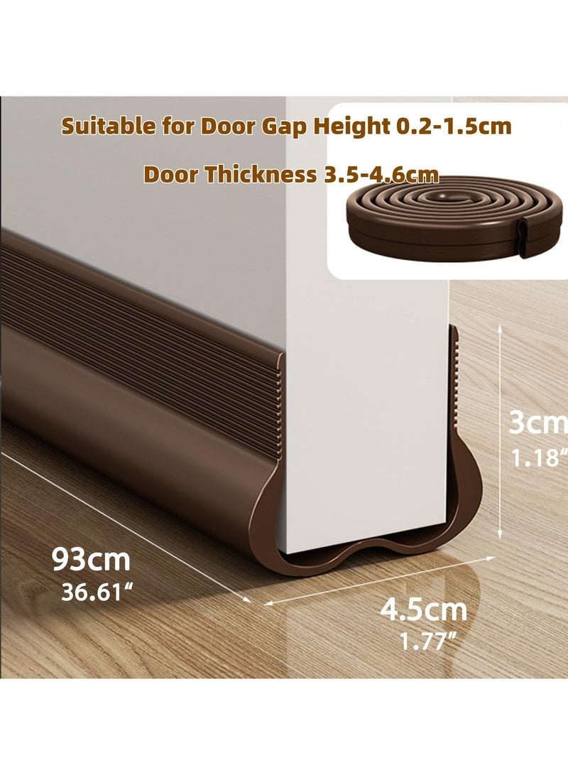 بيوينتي مانع تيار الباب والسحب، عازل للتهوية تحت الباب، ١ قطعة مانع مسودات وعازل للضوضاء والنسمات للنوافذ، مع مقاس قابل للتعديل (أسود، ٩٣ × ٤٫٥ سم) - Image 2